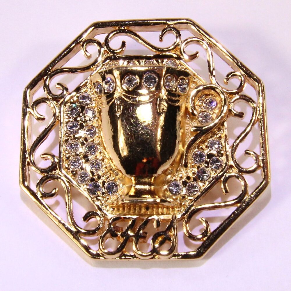 Vintage Avon Honor Society Gold Tone with Clear Rhinestones. Circa 1990